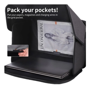 Portable outdoor laptop sunshade cover with internal mesh storage bag in grey felt