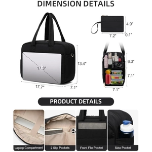 Dettaglio borsa da viaggio 2-in-1 con vano per laptop da 17,3 pollici e mini pochette