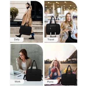 Borsa tote trapuntata nera per l'uso quotidiano, viaggi, lavoro e picnic