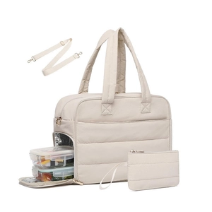 Borsa Tote Grande Trapuntata e Borsa Termica per Pranzo Con Scomparto per Laptop Impermeabile da Viaggio per Donna