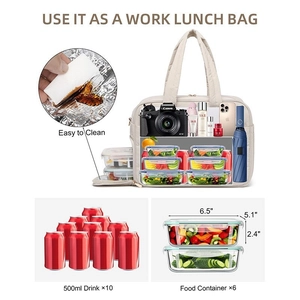 Borsa termica 2-in-1 trapuntata beige con fodera impermeabile e grande capacità di carico