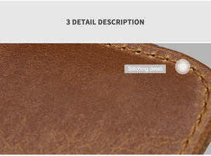 Detail of precise hand-stitched seams on high-quality brown crazy horse leather card holder