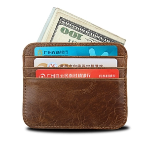 Slim Card Holder Genuine Leather RFID Blocking Vintage Crazy Horse Cowhide Wallet For Men Business Travel