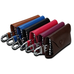Universelle Schlüsseltaschen aus Leder in sechs Farben mit Metallhaken und Verschluss