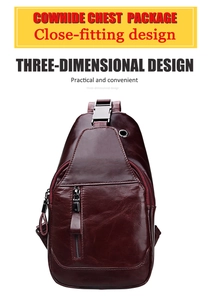 Detailansicht der burgunderroten Brusttasche aus echtem Rindsleder mit 3D-Fronttaschen-Design