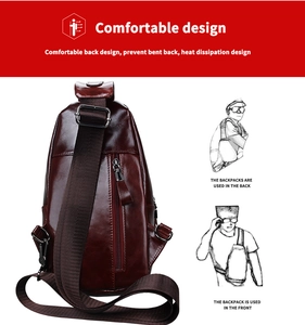 Detail der rotbraunen Leder-Brusttasche mit Mesh-Rücken und verstellbarem Riemen