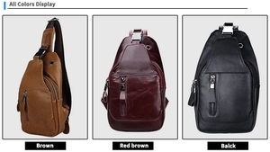 Herren-Brusttaschen aus echtem Leder in Braun, Rotbraun und Schwarz in der Detailansicht