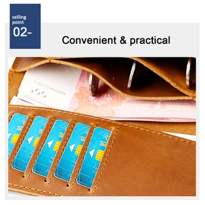 Detail view of brown vintage leather wallet with multiple card slots and cash compartments