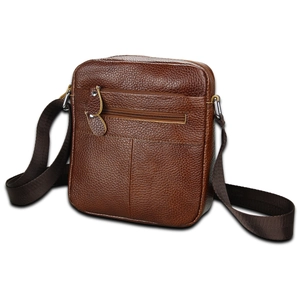 Men Casual First Layer Cowhide Crossbody Bag Pebble Grain Genuine Leather Messenger Bag Versatile Shoulder Bag For Commuting
