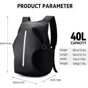 Waterproof 40L motorcycle helmet backpack with reflective strip for men and women