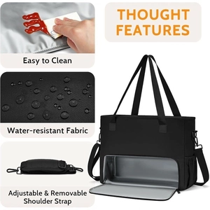Schwarze isolierte Kühltasche mit wasserdichtem Stoff und abnehmbarem Schultergurt für Camping