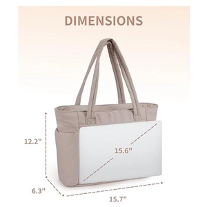 Sac fourre-tout matelassé beige 15,7x12,2 pouces pour ordinateur 15,6 pouces