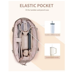 Sac fourre-tout matelassé avec poches élastiques pour ordinateurs et gourdes