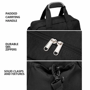 Small lightweight gym bag with SBS zippers, padded handles and durable side hooks