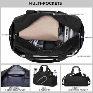 Multi-pocket small fitness bag with waterproof nylon fabric and adjustable straps