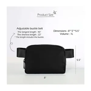 Sac banane de sport noir polyvalent de 1L avec guide des tailles de sangle réglable