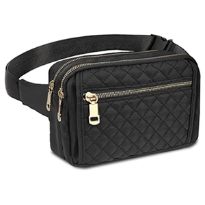 Quilted Nylon Fanny Pack Fashion Belt Bag For Women Men Adjustable Strap Water Resistant Waist Pack With Hidden Pocket