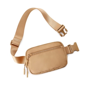 Versatile khaki outdoor sports waist bag with adjustable strap and durable nylon fabric