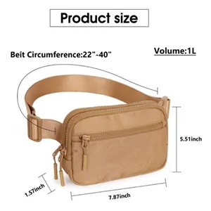 Outdoor sport belt bag size chart with 1L volume and adjustable strap dimensions