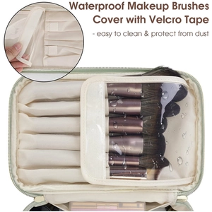 Trousse à pinceaux de maquillage portable et étanche avec couvercle Velcro transparent