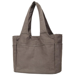Large Capacity Canvas Tote Bag For Women Multi-Pocket Shoulder Handbag With Zipper Minimalist Work Travel Shopping