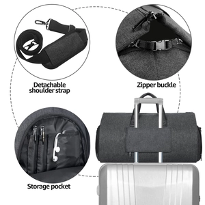 Deep grey 2-in-1 convertible travel garment bag with trolley sleeve and storage pockets