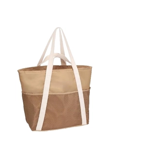 Borsa da spiaggia kaki impermeabile e antisabbia con tasche a rete per viaggi