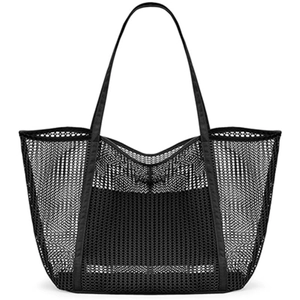 Women's Mesh Beach Tote Bag Large Capacity Waterproof Bottom Shoulder Bag For Travel Swimming Picnic Shopping Mesh Storage Bag
