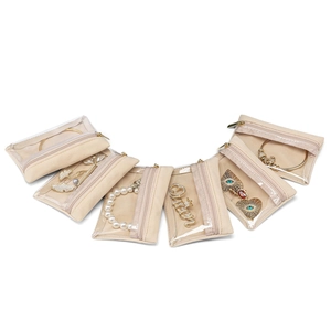 Jewelry Packaging Bags Velvet Clear PVC Window Metal Zipper Portable Travel Accessories Organizer Pouches Elegant