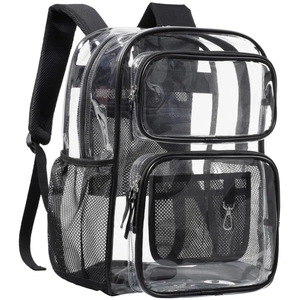 Transparent Backpack Heavy Duty PVC Waterproof Clear Bag For College Work Security Check Travel School Unisex Casual