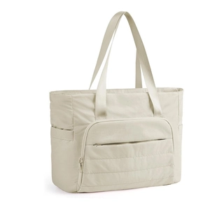Quilted Large Capacity Tote Bag For Women Polyester Gym Bag With Yoga Mat Strap Multi-Pocket Travel Handbag Laptop Bag