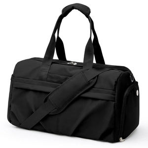 Close-up of waterproof fitness bag with shoe compartment and adjustable shoulder strap
