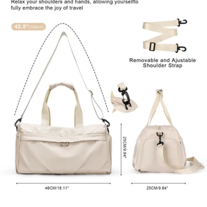 Waterproof fitness travel bag with shoe compartment and adjustable shoulder strap