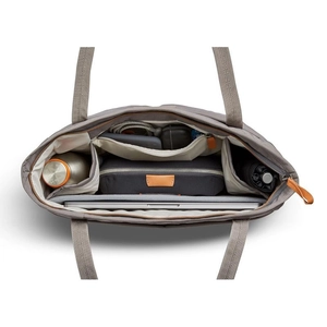 Waterproof grey tote bag with large capacity and multi-pocket interior for 15-inch laptop
