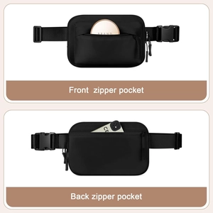 Mini nylon belt bag for travel with front zipper pocket and adjustable strap