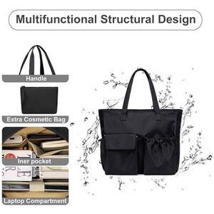 Waterproof sandproof large beach tote bag with zipper and laptop compartment