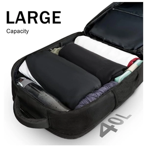 Schwarzer 40L Reise-Laptop-Rucksack mit großem Stauraum für 17-Zoll-Geräte
