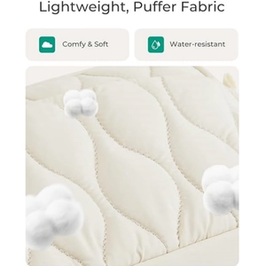 Water-resistant cream puffer waist bag with adjustable strap and wave-quilted fabric
