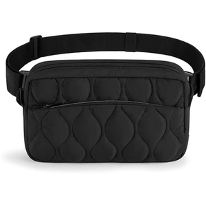 Women Quilted Puffer Fanny Pack Waist Bag With Adjustable Strap Lightweight Water Resistant Crossbody For Travel