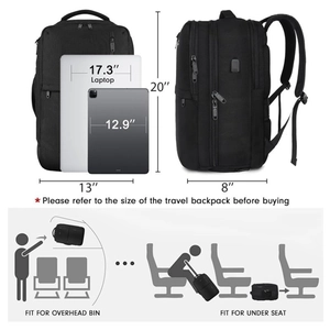 Detailansicht der Maße und Bordgepäck-Eignung für den 17-Zoll-Reiselaptop-Rucksack