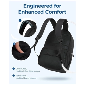 Sac à dos ergonomique noir étanche pour ordinateur 15,6 pouces avec dos respirant