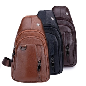 Sacoche de poitrine pour homme en cuir avec trois couleurs et plusieurs compartiments