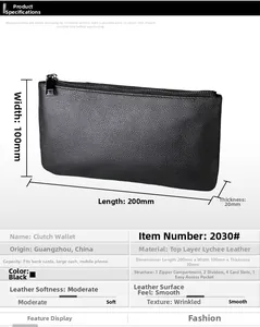 Détail de la structure du portefeuille en cuir véritable avec protection RFID et fentes
