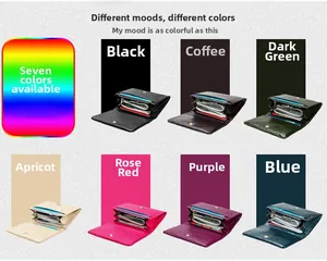 Internal layout of RFID leather wallet showing multi-card slots in seven various colors