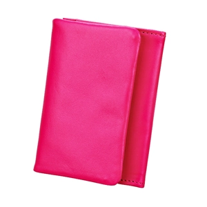 Vibrant rose red RFID genuine leather wallet for women with high-quality grain texture