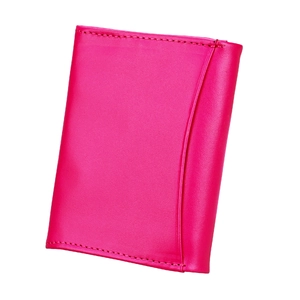 Rose pink genuine leather RFID wallet with card slot and fine stitching details