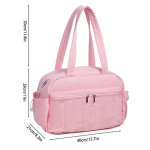 Pink large capacity travel bag with laptop compartment measuring 40x21x28 cm