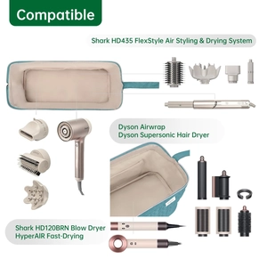 Teal quilted organizer case compatible with Dyson and Shark hair styling tools and accessories