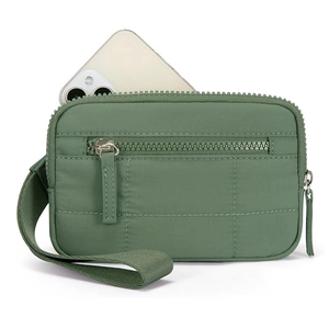 Borsa a tracolla trapuntata verde avocado con scomparto cellulare e tracolla regolabile
