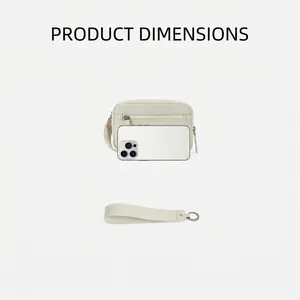 Mini borsa a quadretti plissettata con dimensioni e confronto taglia telefono